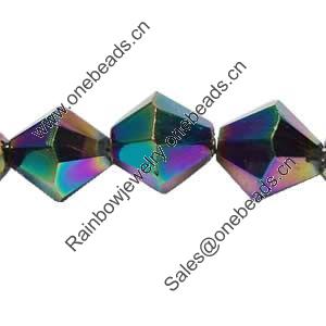 Bicones crystal beads, Multicolor-Plated, Handmade Faceted 4mm, Sold per 13-Inch Strand