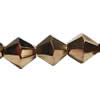 Bicones crystal beads, Bronze-Plated, Handmade Faceted 4mm, Sold per 13-Inch Strand