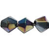 Bicones crystal beads, Multicolor-Plated, Machine-made 8mm, Sold per 13-Inch Strand