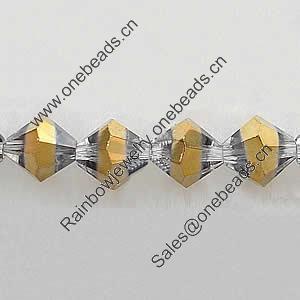 Bicones crystal beads, Gold-Plated, Handmade Faceted 4mm, Sold per 13-Inch Strand