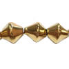 Bicones crystal beads, Gold-Plated, Machine-made 4mm, Sold per 13-Inch Strand