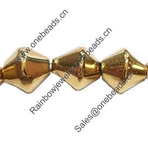 Bicones crystal beads, Gold-Plated, Machine-made 8mm, Sold per 13-Inch Strand