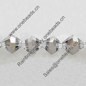 Bicones crystal beads, Silver-Plated, Handmade Faceted 4mm, Sold per 13-Inch Strand