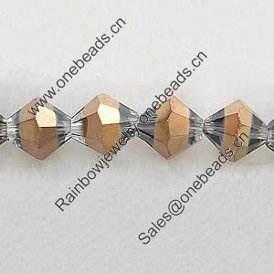 Bicones crystal beads, Bronze-Plated, Handmade Faceted 4mm, Sold per 13-Inch Strand