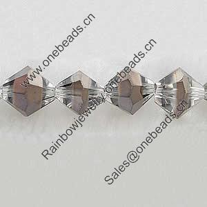 Bicones crystal beads, Silver Grey-Plated, Handmade Faceted 4mm, Sold per 13-Inch Strand