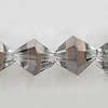 Bicones crystal beads, Silver Grey-Plated, Handmade Faceted 4mm, Sold per 13-Inch Strand