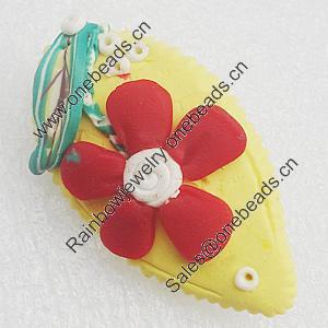 Polymer Clay Brooch, Handmade, 42x23mm, Sold by PC