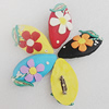 Polymer Clay Brooch, Handmade, Mix Color, 42x23mm, Sold by Group
