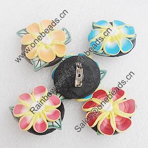 Polymer Clay Brooch, Handmade, Mix Color, 30mm, Sold by Group