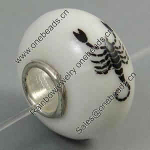 Hotfix Totem Silver Plating Core Lampwork Beads European, 7x14mm Hole:about 4.5mm, Sold by PC