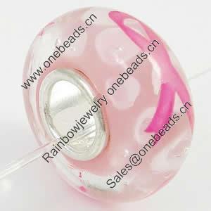 Hotfix Totem Silver Plating Core Lampwork Beads European, Rondelle, 7x14mm, Hole:Approx 4.5mm, Sold by PC