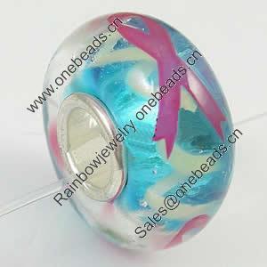 Hotfix Totem Silver Plating Core Lampwork Beads European, 7x14mm Hole:about 4.5mm, Sold by PC