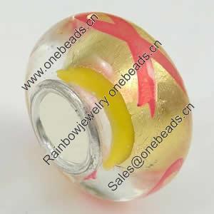 Hotfix Totem Silver Plating Core Lampwork Beads European, 7x14mm Hole:about 4.5mm, Sold by PC