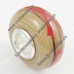 Hotfix Totem Silver Plating Core Lampwork Beads European, 7x14mm Hole:about 4.5mm, Sold by PC