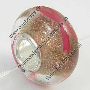 Hotfix Totem Silver Plating Core Lampwork Beads European, 7x14mm Hole:about 4.5mm, Sold by PC