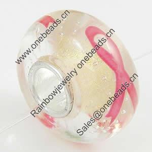 Hotfix Totem Silver Plating Core Lampwork Beads European, 7x14mm Hole:about 4.5mm, Sold by PC