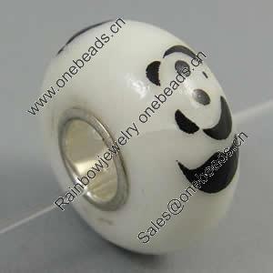 Hotfix Totem Silver Plating Core Lampwork Beads European, 7x14mm Hole:about 4.5mm, Sold by PC