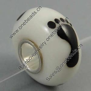 Hotfix Totem Silver Plating Core Lampwork Beads European, 7x14mm Hole:about 4.5mm, Sold by PC