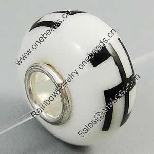 Hotfix Totem Silver Plating Core Lampwork Beads European, 7x14mm Hole:about 4.5mm, Sold by PC