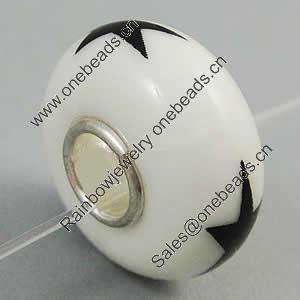 Hotfix Totem Silver Plating Core Lampwork Beads European, 7x14mm Hole:about 4.5mm, Sold by PC