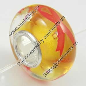 Hotfix Totem Silver Plating Core Lampwork Beads European, 7x14mm Hole:about 4.5mm, Sold by PC