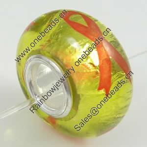 Hotfix Totem Silver Plating Core Lampwork Beads European, 7x14mm Hole:about 4.5mm, Sold by PC