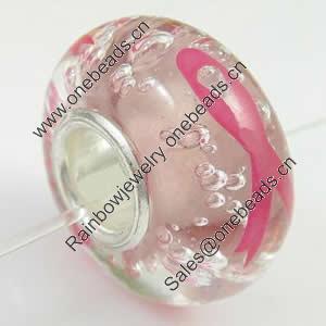 Hotfix Totem Silver Plating Core Lampwork Beads European, 7x14mm Hole:about 4.5mm, Sold by PC