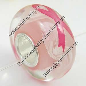 Hotfix Totem Silver Plating Core Lampwork Beads European, 7x14mm Hole:about 4.5mm, Sold by PC