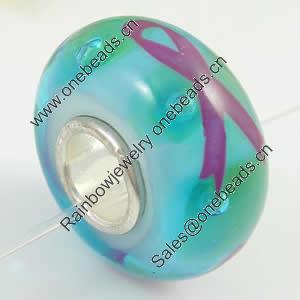 Hotfix Totem Silver Plating Core Lampwork Beads European, 7x14mm Hole:about 4.5mm, Sold by PC