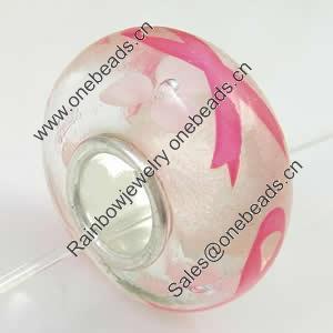 Hotfix Totem Silver Plating Core Lampwork Beads European, 7x14mm Hole:about 4.5mm, Sold by PC