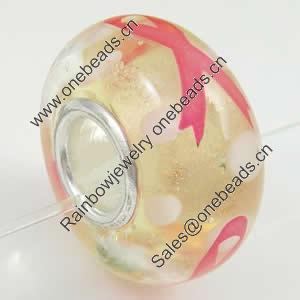 Hotfix Totem Silver Plating Core Lampwork Beads European, 7x14mm Hole:about 4.5mm, Sold by PC