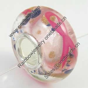 Hotfix Totem Silver Plating Core Lampwork Beads European, 7x14mm Hole:about 4.5mm, Sold by PC