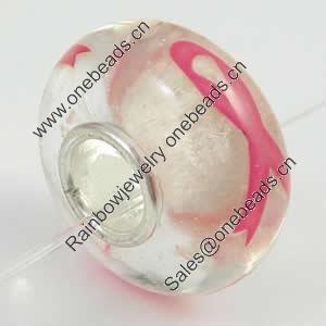 Hotfix Totem Silver Plating Core Lampwork Beads European, 7x14mm Hole:about 4.5mm, Sold by PC