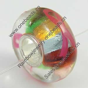 Hotfix Totem Silver Plating Core Lampwork Beads European, 7x14mm Hole:about 4.5mm, Sold by PC