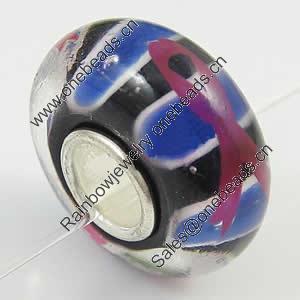 Hotfix Totem Silver Plating Core Lampwork Beads European, 7x14mm Hole:about 4.5mm, Sold by PC