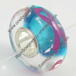 Hotfix Totem Silver Plating Core Lampwork Beads European, 7x14mm Hole:about 4.5mm, Sold by PC