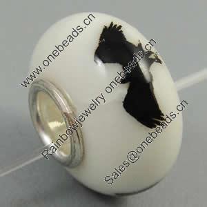 Hotfix Totem Silver Plating Core Lampwork Beads European, 7x14mm Hole:about 4.5mm, Sold by PC