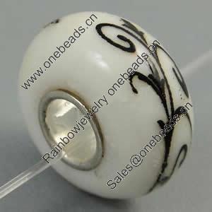 Hotfix Totem Silver Plating Core Lampwork Beads European, 7x14mm Hole:about 4.5mm, Sold by PC