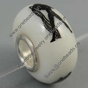 Hotfix Totem Silver Plating Core Lampwork Beads European, 7x14mm Hole:about 4.5mm, Sold by PC