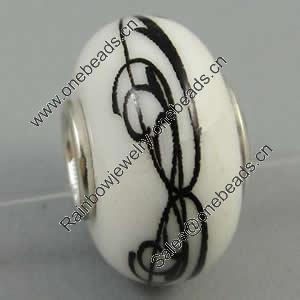 Hotfix Totem Silver Plating Core Lampwork Beads European, 7x14mm Hole:about 4.5mm, Sold by PC