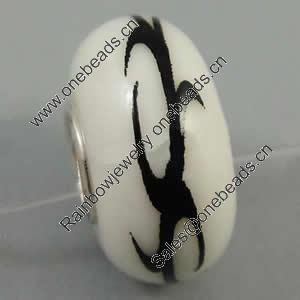 Hotfix Totem Silver Plating Core Lampwork Beads European, 7x14mm Hole:about 4.5mm, Sold by PC