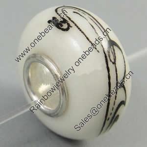 Hotfix Totem Silver Plating Core Lampwork Beads European, 7x14mm Hole:about 4.5mm, Sold by PC