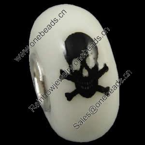 Hotfix Totem Silver Plating Core Lampwork Beads European, 7x14mm Hole:about 4.5mm, Sold by PC