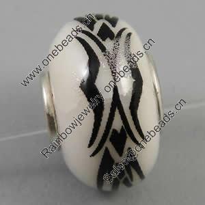 Hotfix Totem Silver Plating Core Lampwork Beads European, 7x14mm Hole:about 4.5mm, Sold by PC