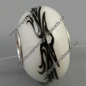 Hotfix Totem Silver Plating Core Lampwork Beads European, 7x14mm Hole:about 4.5mm, Sold by PC