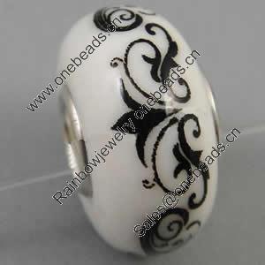 Hotfix Totem Silver Plating Core Lampwork Beads European, 7x14mm Hole:about 4.5mm, Sold by PC