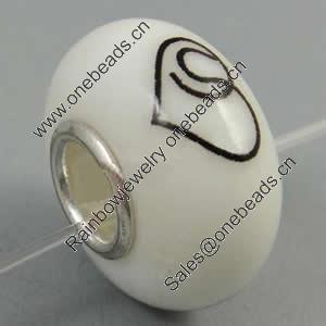 Hotfix Totem Silver Plating Core Lampwork Beads European, 7x14mm Hole:about 4.5mm, Sold by PC