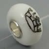 Hotfix Totem Silver Plating Core Lampwork Beads European, 7x14mm Hole:about 4.5mm, Sold by PC