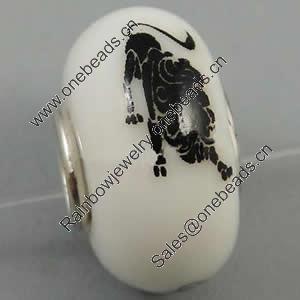 Hotfix Totem Silver Plating Core Lampwork Beads European, 7x14mm Hole:about 4.5mm, Sold by PC