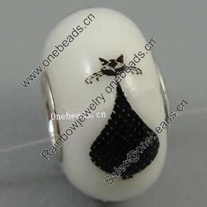 Hotfix Totem Silver Plating Core Lampwork Beads European, 7x14mm Hole:about 4.5mm, Sold by PC